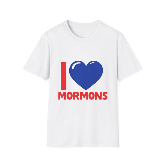 I ♥ Mormons Cougar Blue Heart Unisex Softstyle T-Shirt