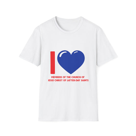 I ♥ Members of the Church Of Jesus Christ of Latter-Day Saints Cougar Blue Heart Unisex Softstyle T-Shirt