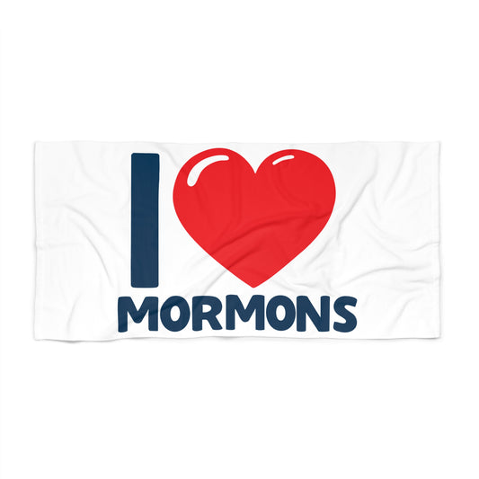 🏖️ I ♥ Mormons Beach Towel – 30" x 60" of Soft, Faithful Fun