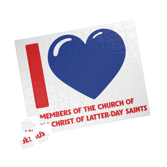 I ♥ Members of the Church of Jesus Christ of Latter-Day Saints Cougar Blue Heart 110 Piece Jigsaw Puzzle