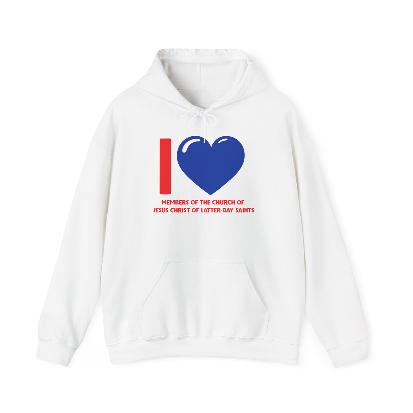 I ♥ Members of the Church of Jesus Christ of Latter-Day Saints Cougar Blue Heart Unisex Heavy Blend™ Hooded Sweatshirt