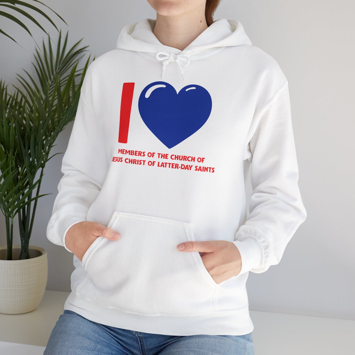 I ♥ Members of the Church of Jesus Christ of Latter-Day Saints Cougar Blue Heart Unisex Heavy Blend™ Hooded Sweatshirt