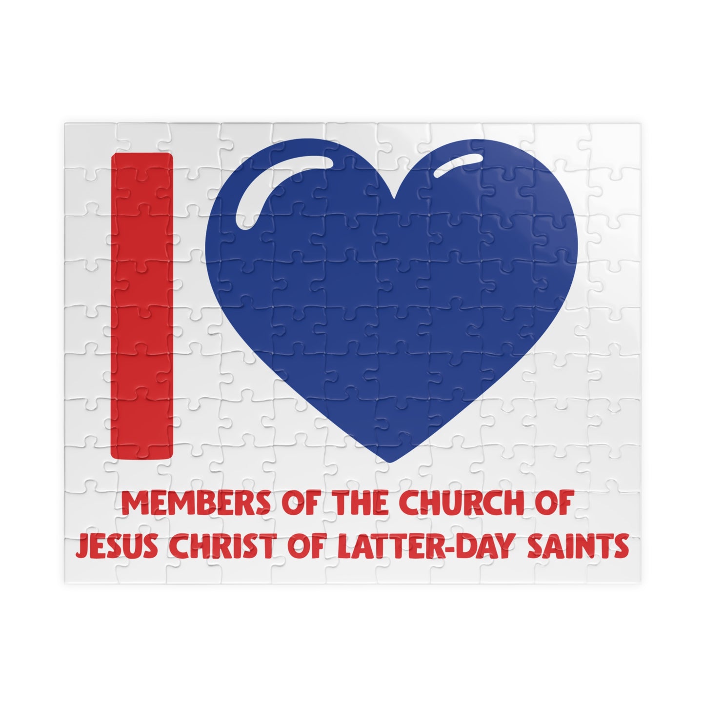 I ♥ Members of the Church of Jesus Christ of Latter-Day Saints Cougar Blue Heart 110 Piece Jigsaw Puzzle