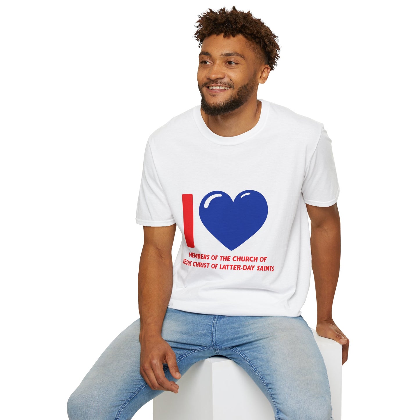 I ♥ Members of the Church Of Jesus Christ of Latter-Day Saints Cougar Blue Heart Unisex Softstyle T-Shirt