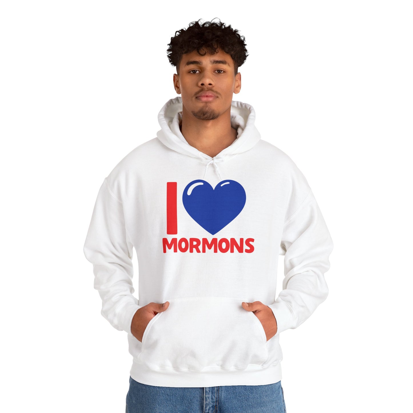 I ♥ Mormons Cougar Blue Heart Unisex Heavy Blend™ Hooded Sweatshirt