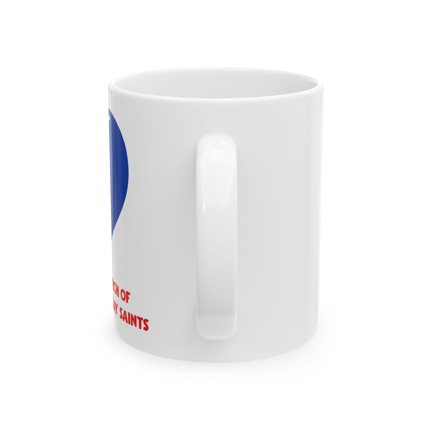 I ♥ Members of the Church of Jesus Christ of Latter-Day Saints Hot Chocolate Ceramic Mug - Cougar Blue Heart 11oz