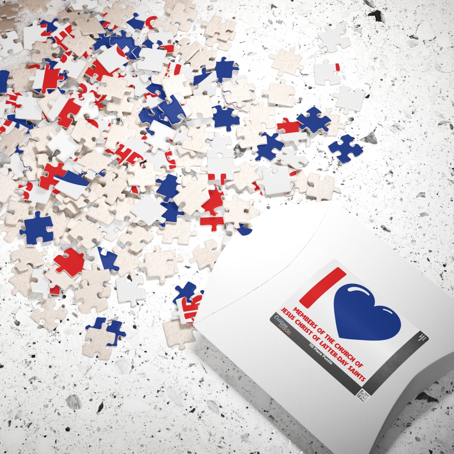 I ♥ Members of the Church of Jesus Christ of Latter-Day Saints Cougar Blue Heart 110 Piece Jigsaw Puzzle