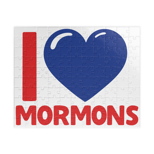 I ♥ Mormons Cougar Blue Heart 110 Piece Jigsaw Puzzle