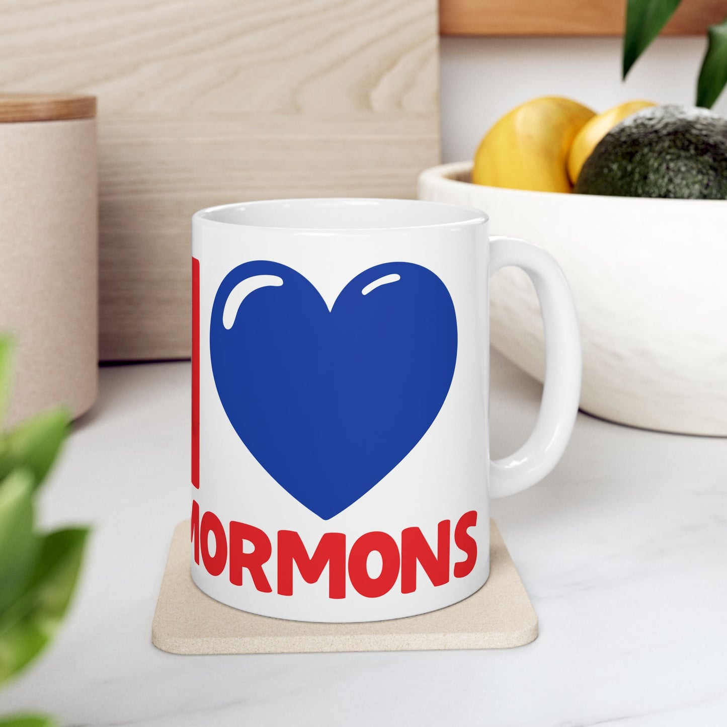 I ♥ Mormons Ceramic Mug – Cougar Blue Heart (11oz)