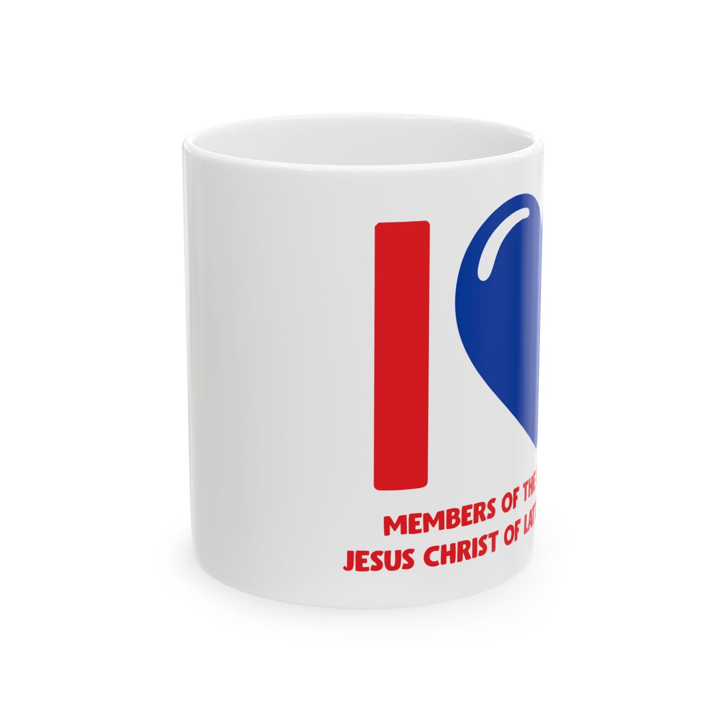 I ♥ Members of the Church of Jesus Christ of Latter-Day Saints Hot Chocolate Ceramic Mug - Cougar Blue Heart 11oz