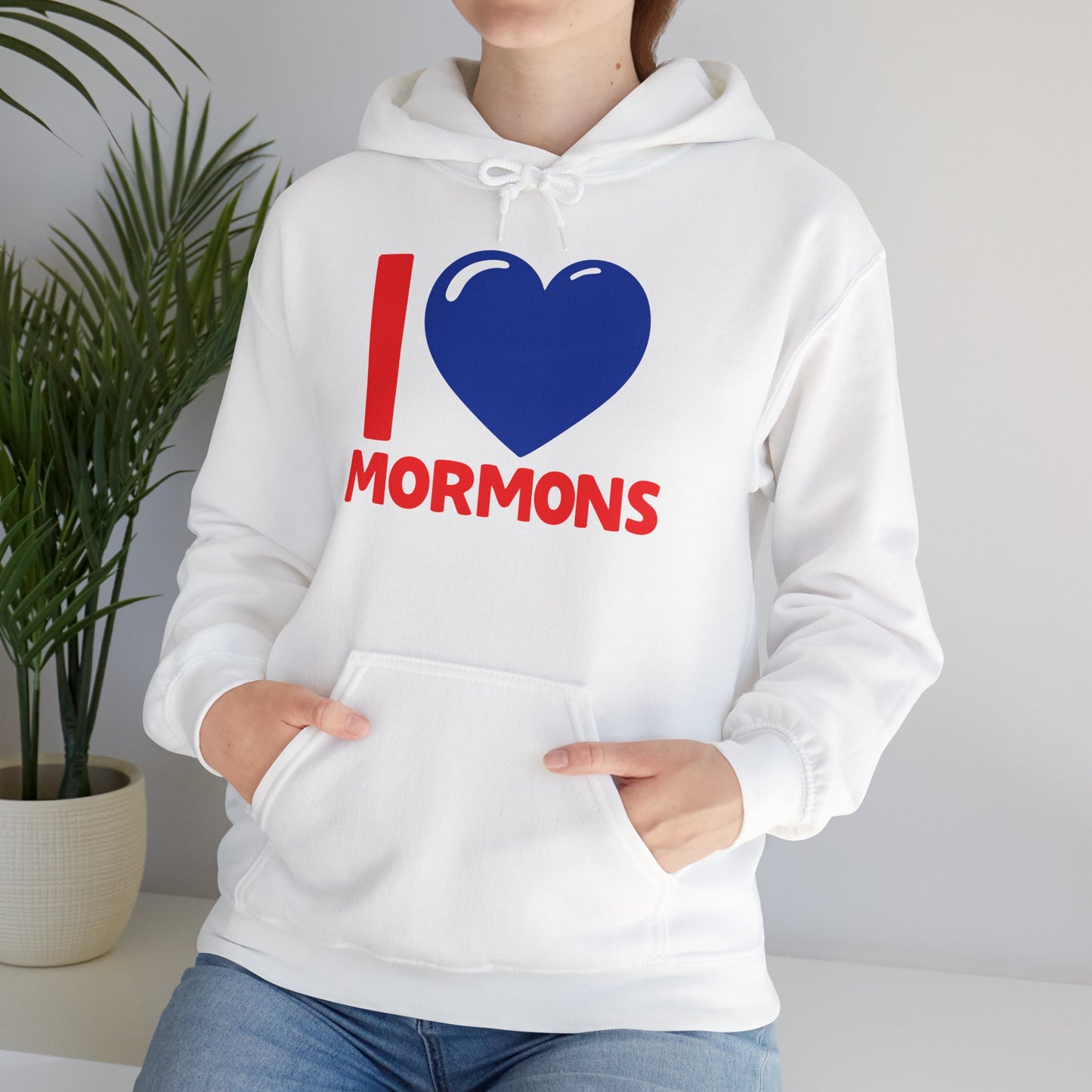 I ♥ Mormons Cougar Blue Heart Unisex Heavy Blend™ Hooded Sweatshirt