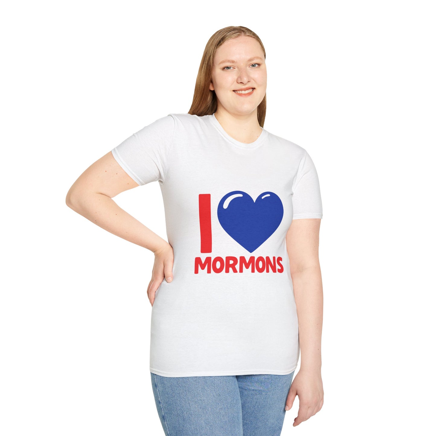 I ♥ Mormons Cougar Blue Heart Unisex Softstyle T-Shirt