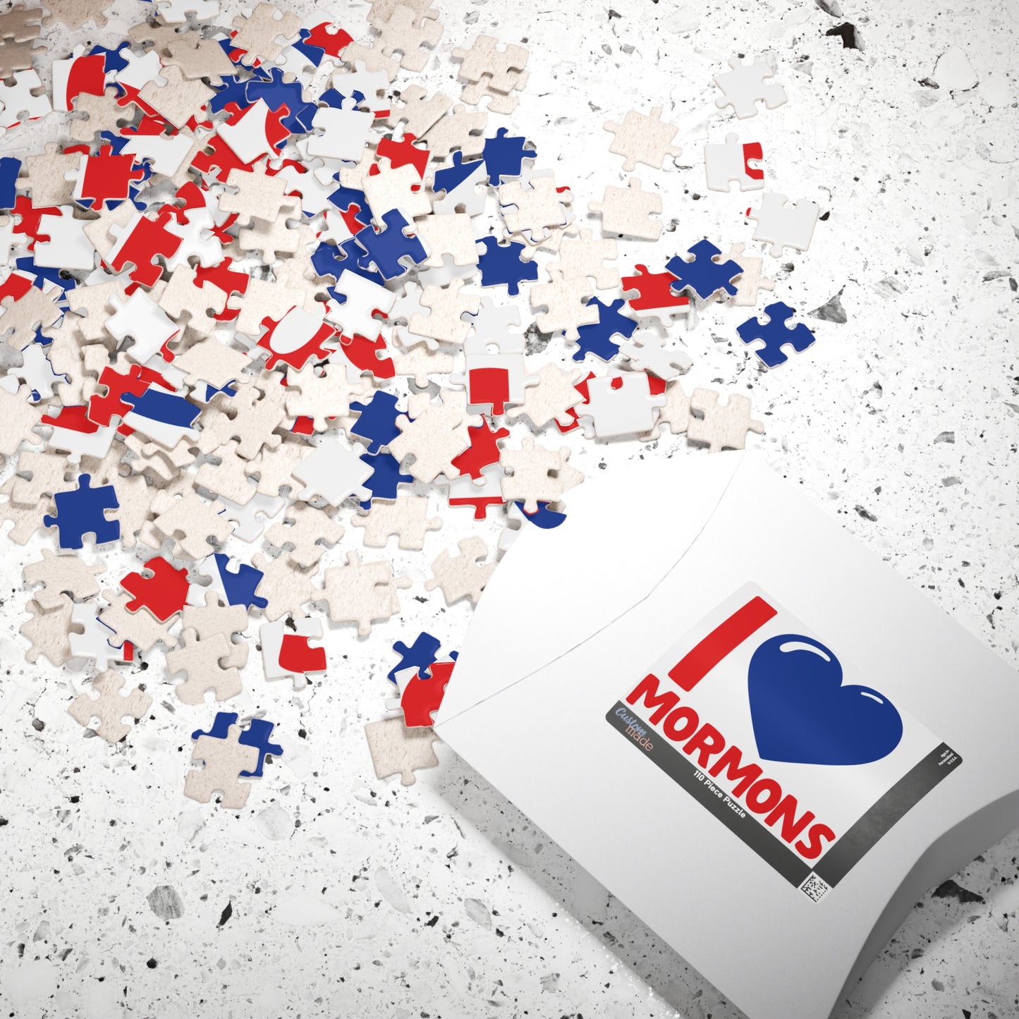 I ♥ Mormons Cougar Blue Heart 110 Piece Jigsaw Puzzle