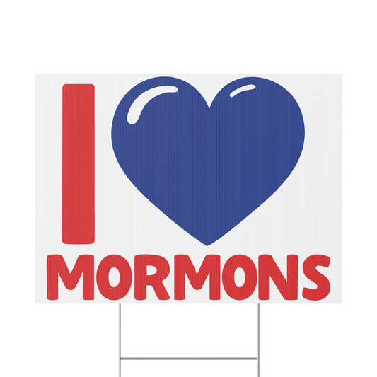 I ♥ Mormons Saints Cougar Blue Heart Yard Sign w/ stand